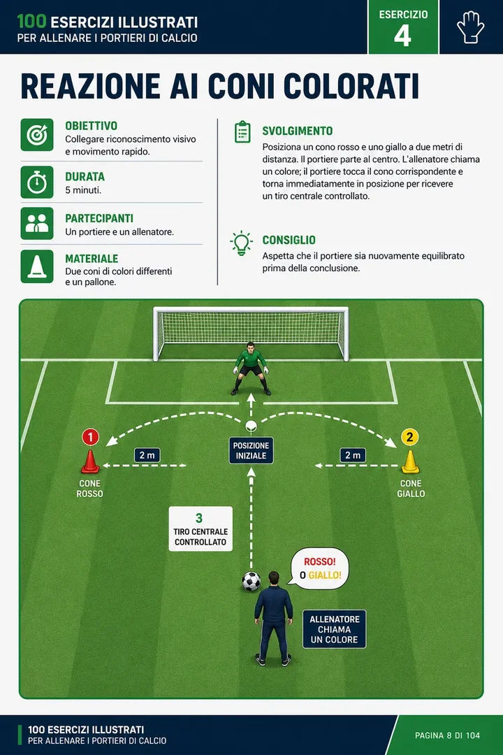 Pagina della guida di 100 esercizi illustrati per allenare i portieri di calcio 5